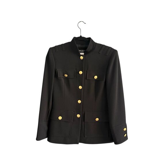 Donna Morgan Womens Black Gold Buttons Blazer and Skirt Suit Set 2 Piece Size 4 - Picture 6 of 16